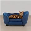 Image 1 : NEW BLUE VELVET PET BED SOFA FOR SMALL PETS
