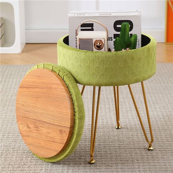 NEW FOOTREST STOOL ROUND VELVET TOP COFFEE TABLE