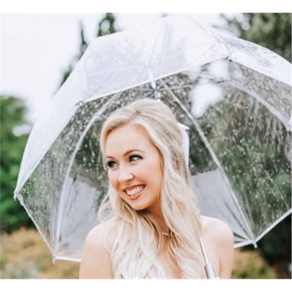 NEW WHITE CURVED HANDLE WEDDING OR EVENT UMBRELLA