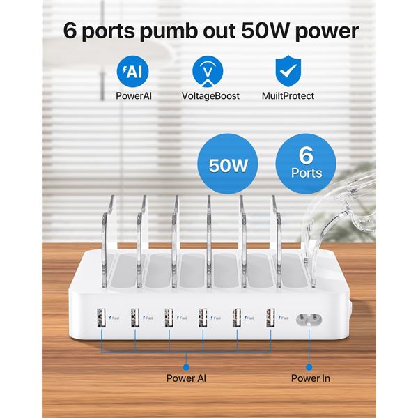 BRAND NEW SOOPII CS61 6-PORT USB CHARGING STATION