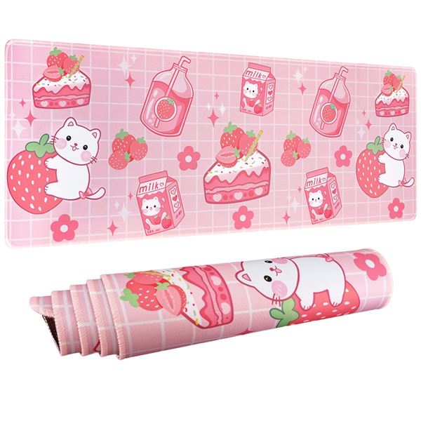 NEW KAWAII GAMING MOUSE PAD EXTENDED - PINK CATS