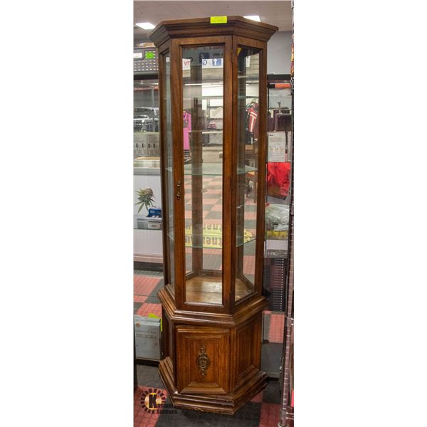 SOLID WOOD CURIO CABINET 25" X 12" X 7"