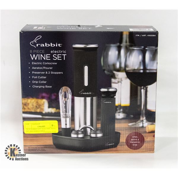 NEW RABBIT 8 PC ELECTRIC WINE SET, RECHARGEABLE