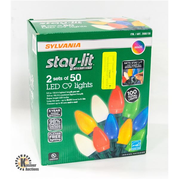 SYLVANIA STAY-LIT 2 SETS OF 50 LED C9 LIGHTS