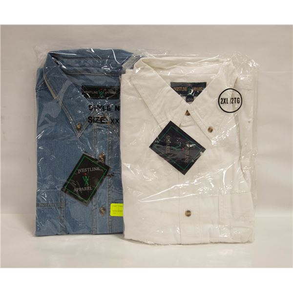 NEW SHIRTS 1 DENIM 1WHITE SIZE 2XL