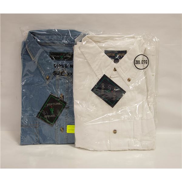 NEW SHIRTS 1 DENIM 1WHITE SIZE 2XL