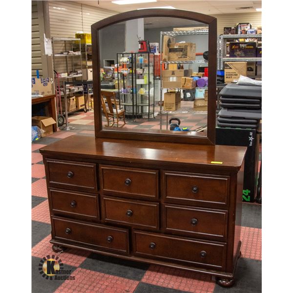 SOLID DARK WOOD 8-DRAWER DRESSER WITH DARK