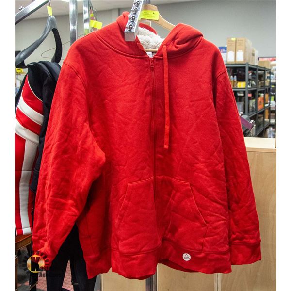 NEW AMAZON ESSENTIALS INSULATED ZIP UP SWEATER RED