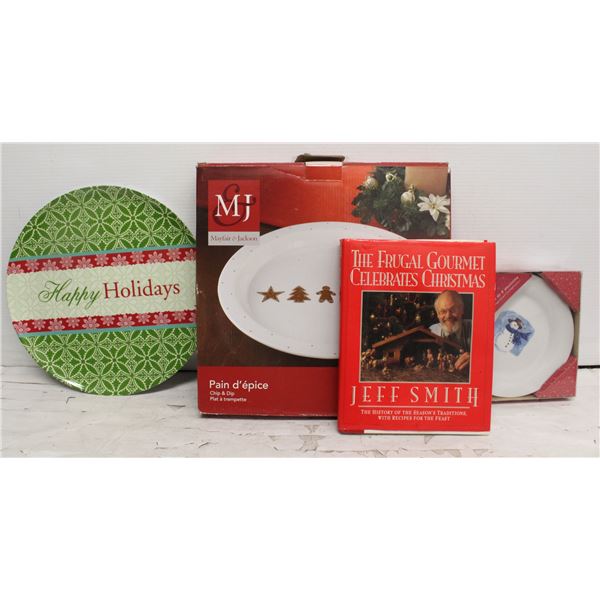 CHRISTMAS PLATTERS AND 4 SMALL PLATES & GOURMET