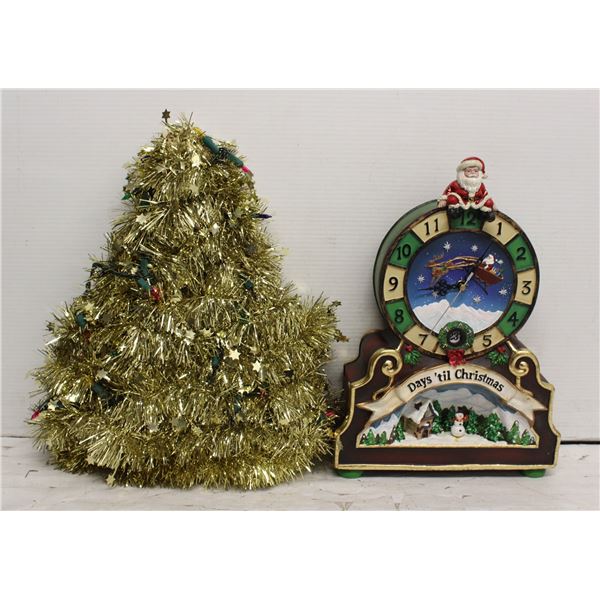 CHRISTMAS ADVENT CLOCK W/ LIGHT UP TREE.