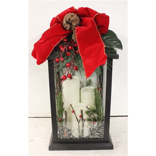 LIGHTED CHRISTMAS LANTERN 20"T X 10" X 10"