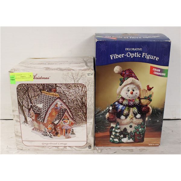 2 FIBRE OPTIC XMAS ORNAMENTS