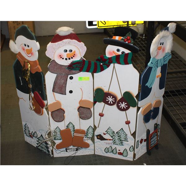 36" WOODEN SNOWMAN DISPLAY 3 FT TALL