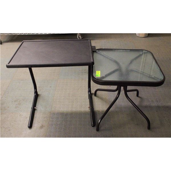 GLASS/METAL CORNER TABLE SZ 18X 18 IN -