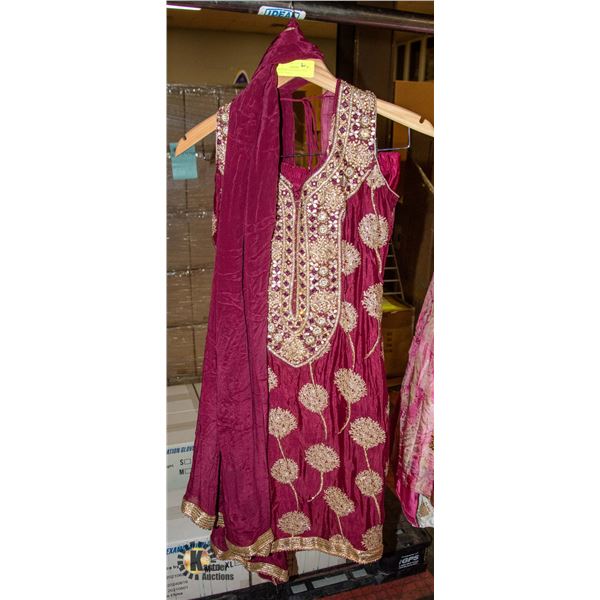 BURGUNDY WITH GOLD TRIM INDIAN LADIES