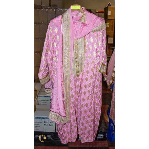 PINK AND GOLD INDIAN KAMEEZ PANT DRESS SUIT
