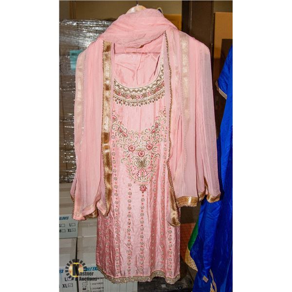 SALMON AND GOLD INDIAN KAMEEZ PANT DRESS