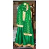 Image 1 : GREEN WITH GOLD INDIAN FULL LENGTH DRESS