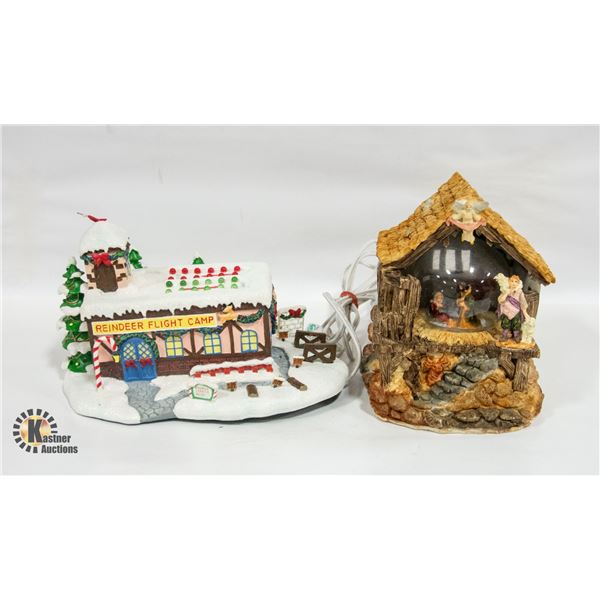 2 CHRISTMAS PORCELAN VILLAGES HOUSES WORKING
