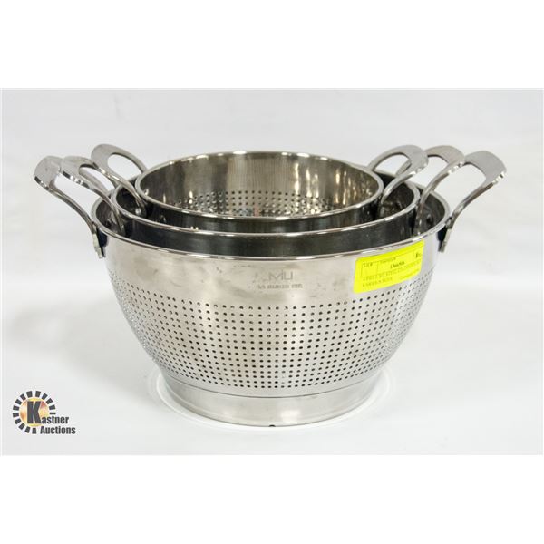 4 PIECE ST. STEEL COLIANDER SET, VARIOUS SIZES
