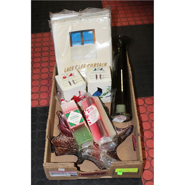 2 NEW CARDINAL BIRD MUGS, 2 NEW HOLIDAY CANDLES,