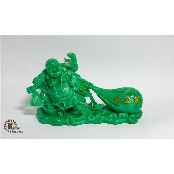 GREEN RESIN WEALTH BUDDHA