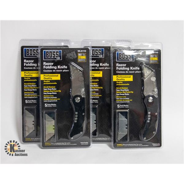 SEALED 4 BOSS RAZOR FOLDING KNIVES