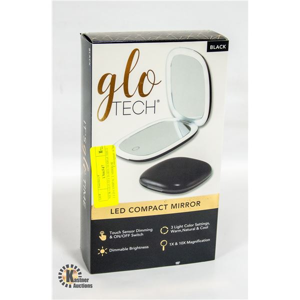 NEW GLO TECH RECHARGEABLE LED COMPACT MIRROR