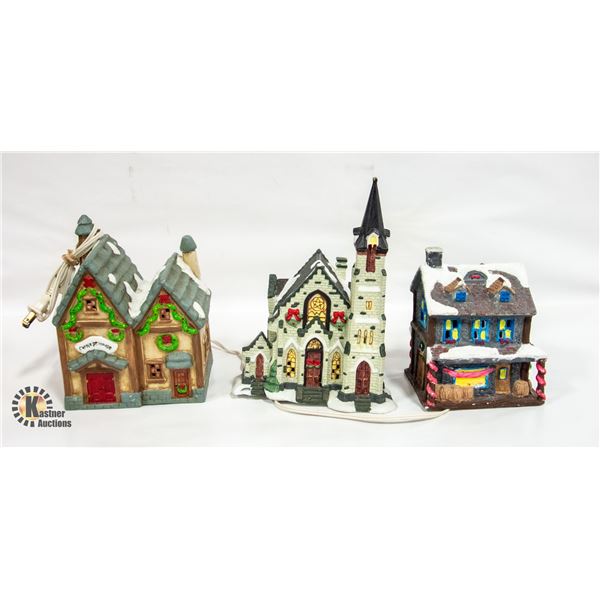 3 CHRISTMAS PORCELAN VILLAGES HOUSES