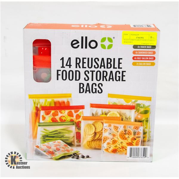 ELLO 14 REUSABLE FOOD STORAGE BAGS SET