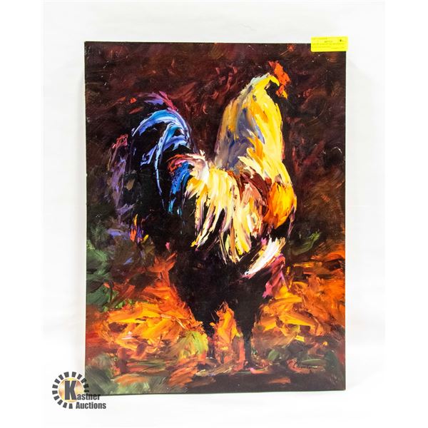 ESTATE ACRYLIC OIL ON CANVAS ROOSTER PAINTING