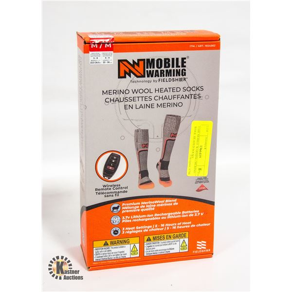 PAIR MOBILE WARMING MERINO WOOL HEATED SOCKS