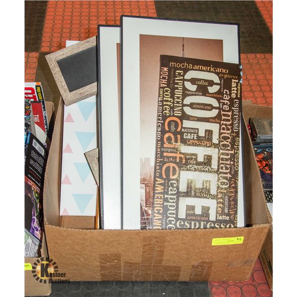 ESTATE BOX OF WALL ART & PICTURE FRAMES