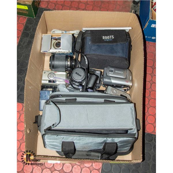 ESTATE BOX OF CAMERAS, BAGS & ACCESSORIES