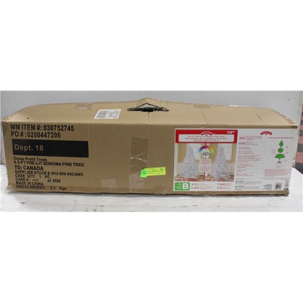 6.5 FT PRE LIT WHITE CHRISTMAS TREE 200 L.E.D.