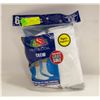 Image 1 : WHITE CREW SOCKS 6-12 SIZE 6-PACK FRUIT OF LOOM