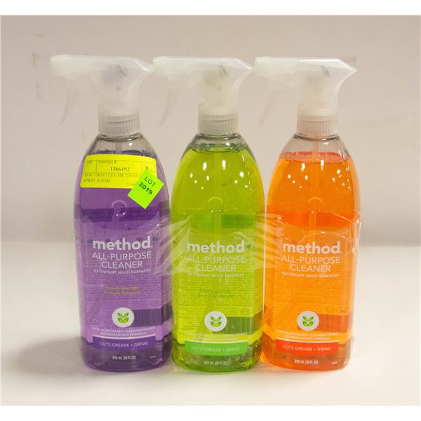 NEW 3 BOTTLES METHOD ASSORTED SPRAY 828 ML