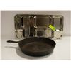 Image 1 : 12 INCH LARGE LODGE CAST IRON FRY PA& 2 METAL T.V.