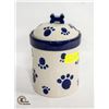 Image 1 : CERAMIC COBALT BLUE/WHITE LIDDED DOG PAW