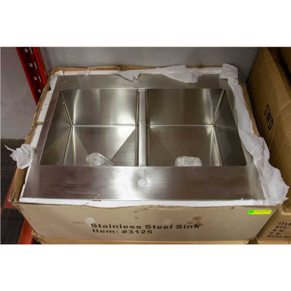NEW STAINLESS STEEL DOUBLE DROP SINK 31 X 25 X 12"