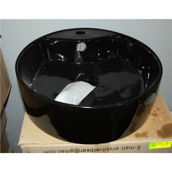 NEW BIANCO BLACK PORCELAIN PEDESTAL SINK