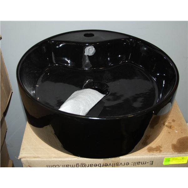 NEW BIANCO BLACK PORCELAIN PEDESTAL SINK