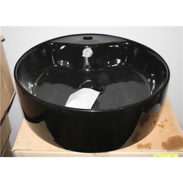 NEW BIANCO BLACK PORCELAIN PEDESTAL SINK