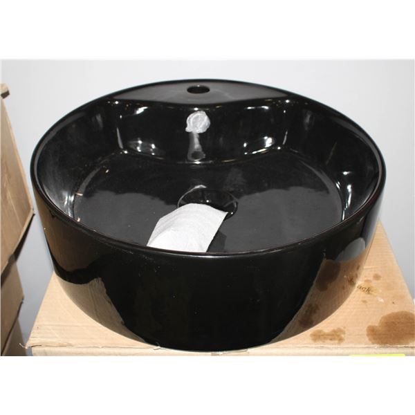 NEW BIANCO BLACK PORCELAIN PEDESTAL SINK