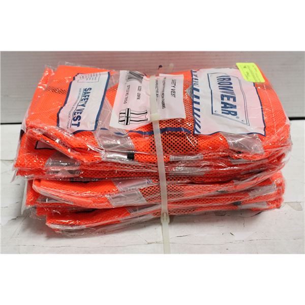 10 NEW IRONWEAR SAFETY VESTS: ONE SIZE FITS ALL