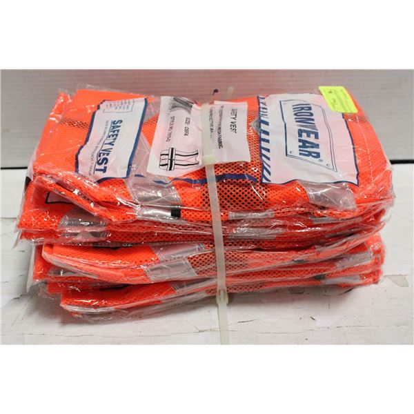 10 NEW IRONWEAR SAFETY VESTS: ONE SIZE FITS ALL