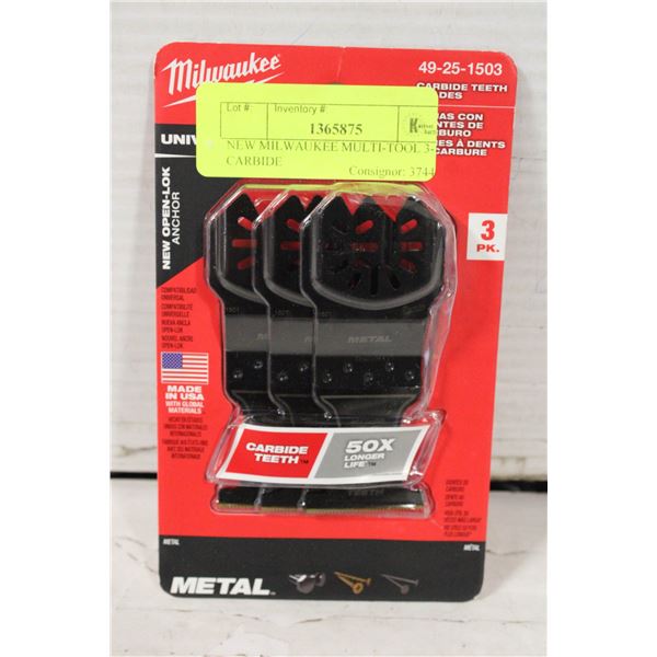 NEW MILWAUKEE MULTI-TOOL 3-PK CARBIDE