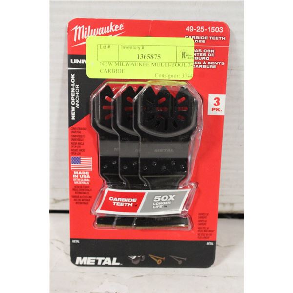 NEW MILWAUKEE MULTI-TOOL 3-PK CARBIDE