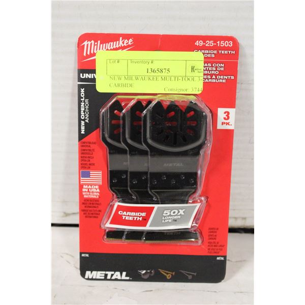 NEW MILWAUKEE MULTI-TOOL 3-PK CARBIDE