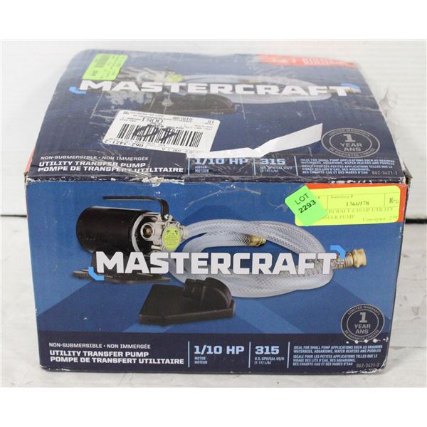 MASTERCRAFT 1/10 HP UTILITY TRANSFER PUMP
